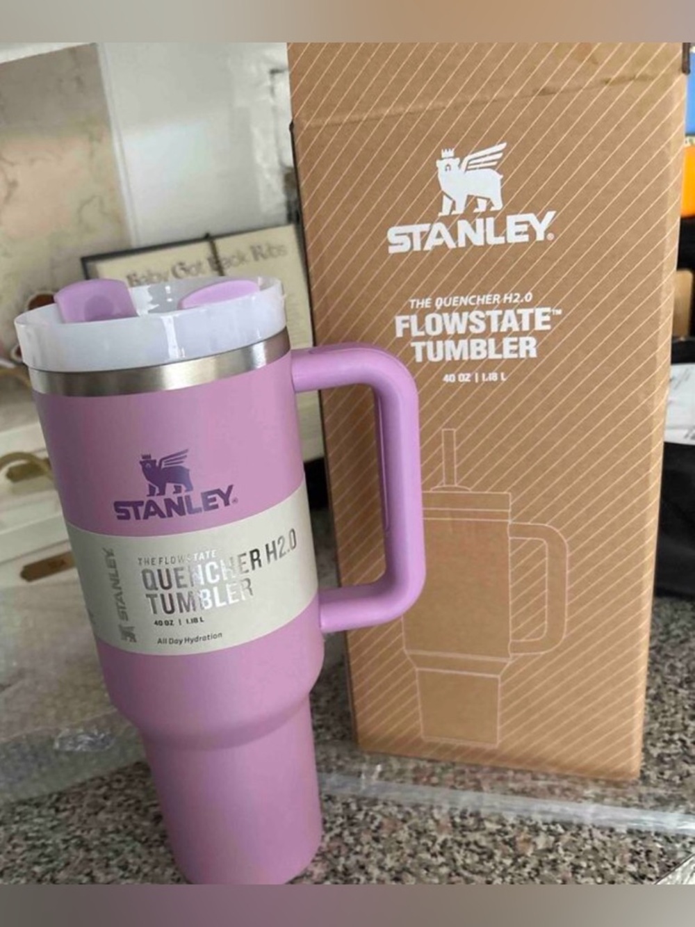 Stanley Purple 40 Oz H2.0 Cup, Stainless Insulated Tumbler With Lid & Straw-NIB💜